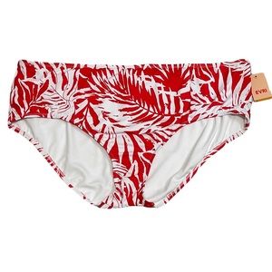Red White Palm Leaf EVRI Swim Bottoms NEW Size 3X